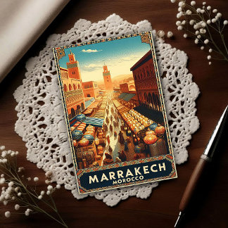Marrakech Marokko Vintage-Markt-Reise  Postkarte