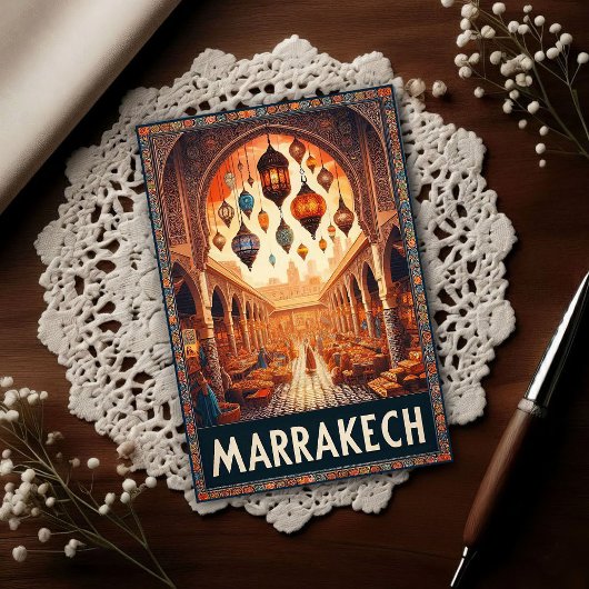 Marrakech Marokko Vintage-Markt-Reise Postkarte