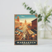 Marrakech Marokko Vintage-Markt-Reise Postkarte (Stehend Vorderseite)