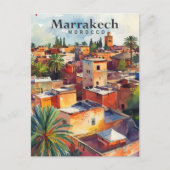 Marrakech Marokko Wasserfarbenmalerei Reisen Postkarte (Vorderseite)