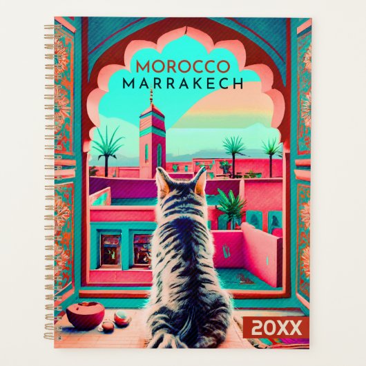 Marrakech Morocco Cat Travel Tourism Souvenir Planer (Vorderseite)