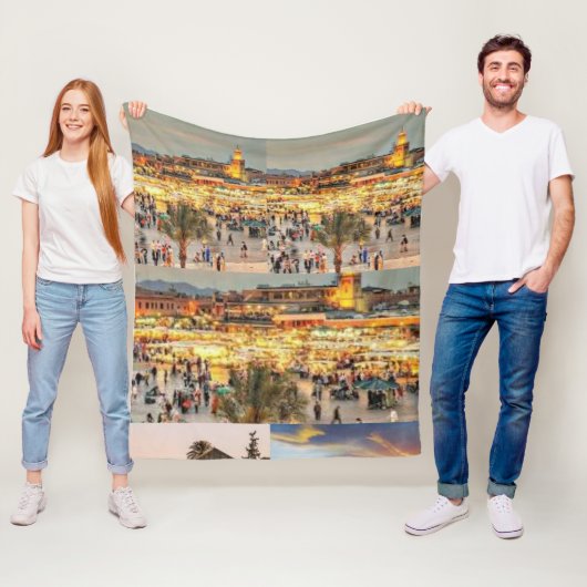 Marrakech Nachtmarkt – Jemaa el-Fnaa-Platz Marokko Fleecedecke (Beispiel)