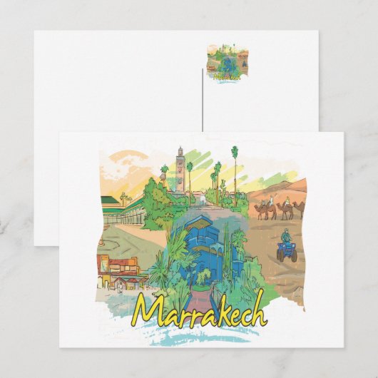 Marrakech Postkarte (Vorne/Hinten)