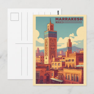 Marrakesch Altstadtgebäude mit Moschee  Postkarte