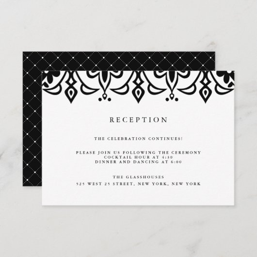 Marrakesch Empfang Card | Schwarz Einladung (Vorne/Hinten)