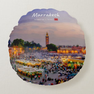 Marrakesch, Marokko - Djemaa el Fnaa-Platz Rundes Kissen