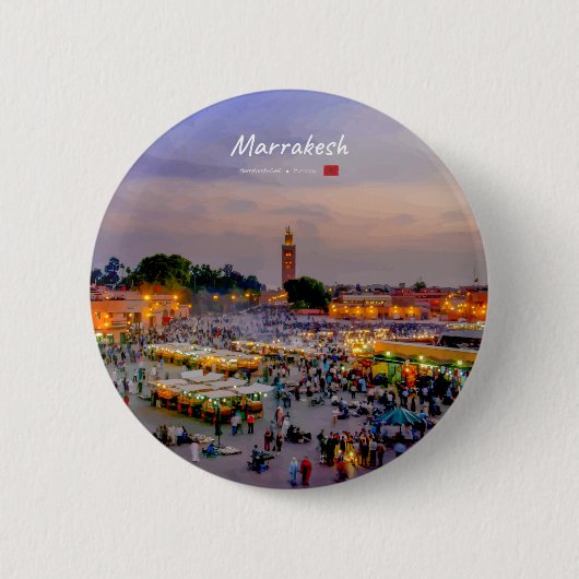 Marrakesch, Marokko - Jemaa el Fnaa Platz Button (Vorderseite)