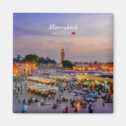 Marrakesch, Marokko - Jemaa el Fnaa Platz Magnet (Vorne)
