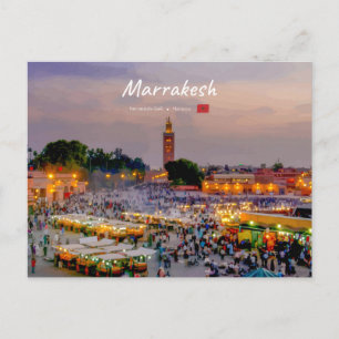 Marrakesch, Marokko - Jemaa el Fnaa Platz Postkarte