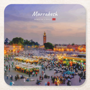 Marrakesch, Marokko - Jemaa el Fnaa Platz Rechteckiger Pappuntersetzer