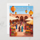 Marrakesch Marokko Marokko Souk and Market Travel Postkarte (Vorne/Hinten)