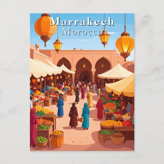 Marrakesch Marokko Marokko Souk and Market Travel Postkarte (Vorderseite)