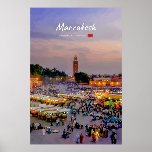 Marrakesch, Marokko - Platz Jemaa el-Fnaa Poster (Vorne)
