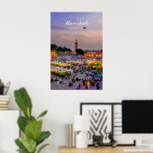 Marrakesch, Marokko - Platz Jemaa el-Fnaa Poster (Heimbüro)