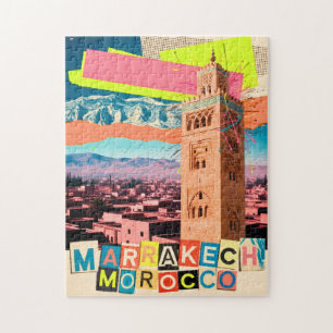 Marrakesch Marokko Reise Koutoubia Vintage-Silhoue Puzzle