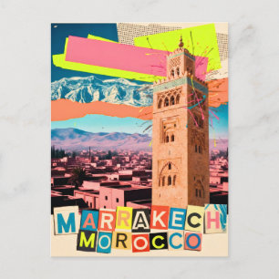 Marrakesch Marokko Reise Koutoubia Vintage-Skyline Postkarte