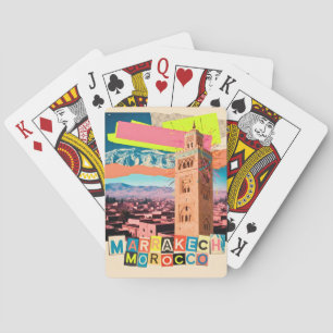 Marrakesch Marokko Reise Koutoubia Vintage Skyline Spielkarten