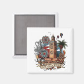 Marrakesch Marokko Reise Magnet (Vorderseite/Rückseite)