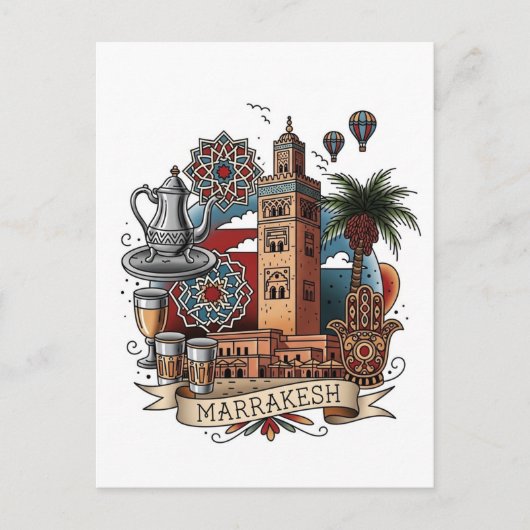 Marrakesch Marokko Reise Postkarte (Vorderseite)
