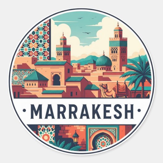 Marrakesch Marokko Reise Runder Aufkleber (Vorderseite)