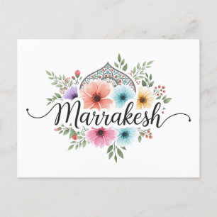 Marrakesch Marokko Reisen Floral Pastel Feiertagspostkarte