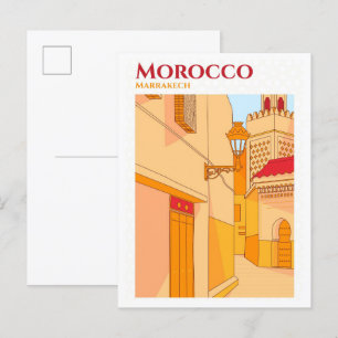 Marrakesch Marokko Skizze Kunst Reise Illustration Postkarte