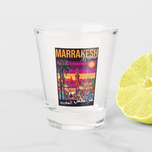 Marrakesch Marokko Souvenir Tourismus Reisegewerbe Schnapsglas (Vorderseite)