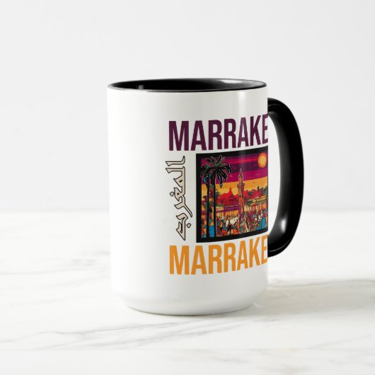 Marrakesch Marokko Souvenir Tourismus Reisegewerbe Tasse (VorderseiteRechts)