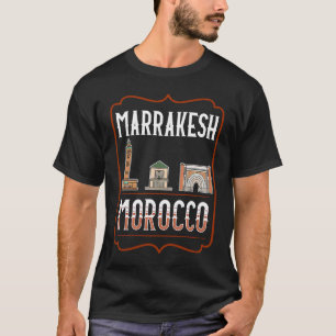 Marrakesch Marokko Stadt Skyline Karte T-Shirt