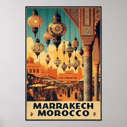 Marrakesch Marokko Vintages Marktplaner Poster (Vorne)