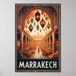 Marrakesch Marokko Vintages Marktplaner Poster