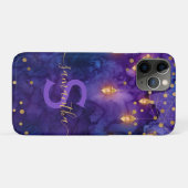 Marrakesch Midnight Lanterns & Gold Bokeh Monogram Case-Mate iPhone Hülle (Rückseite (Horizontal))