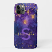 Marrakesch Midnight Lanterns & Gold Bokeh Monogram Case-Mate iPhone Hülle (Rückseite)
