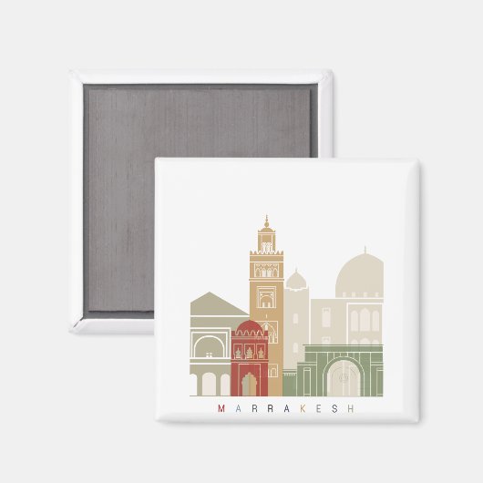 Marrakesch-Skyline-Plakat Magnet (Vorderseite/Rückseite)