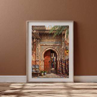 Marrakesch Souk Marktplatz Marokkanische Tür Kunst Poster