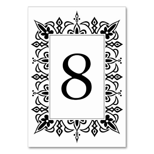 Marrakesch-Tischnummer | Schwarz Tischnummer (Rückseite)