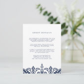 Marrakesch Wedding Guest Details Card | Marine Begleitkarte (Stehend Vorderseite)
