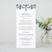 Marrakesch Wedding Menu Card | Dunkelblau Menükarte (Stehend Vorderseite)