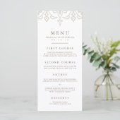 Marrakesch Wedding Menu Card | Linen Greige Menükarte (Stehend Vorderseite)