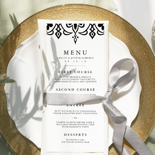 Marrakesch Wedding Menu Card | Schwarz Menükarte