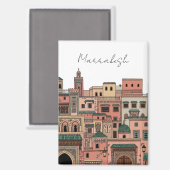 Marrakesh Morocco Travel Magnet (Vorderseite/Rückseite)