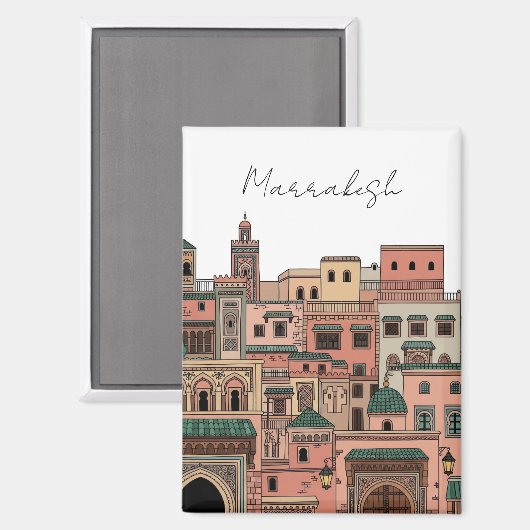 Marrakesh Morocco Travel Magnet (Vorderseite/Rückseite)