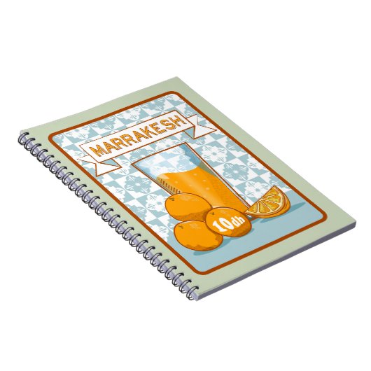 MARRAKESH Orange Juice Retro Poster Notizblock (Rechte Seite)