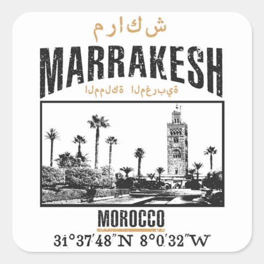 Marrakesh Quadratischer Aufkleber (Vorderseite)