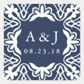 Marrakesh Wedding Monogram Stickers | Marine (Vorderseite)