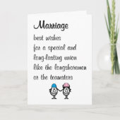 Marriage A Funny Marriage Congratulations Poem Karte (Vorderseite)