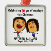 Marriage Christmas Cartoon Ornament Aus Metall (Vorne)