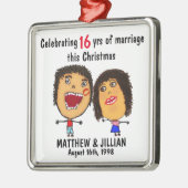 Marriage Christmas Cartoon Ornament Aus Metall (Links)
