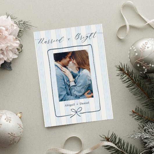 Married and Bright Hand Drawn Frame Photo Wedding Dankeskarte