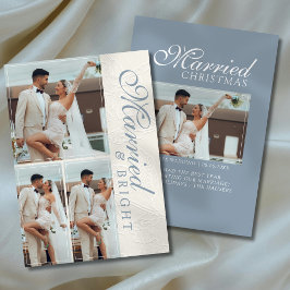 Married and Bright Photo Grid Newlywed Feiertagskarte